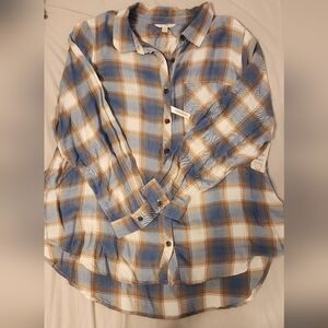 Terra & Sky Blue Plaid Button Down Shirt